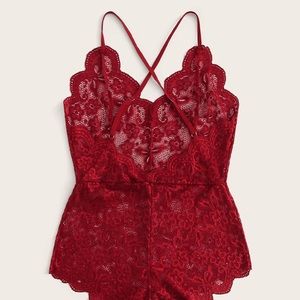 Shein Burgundy Lace Bodysuit